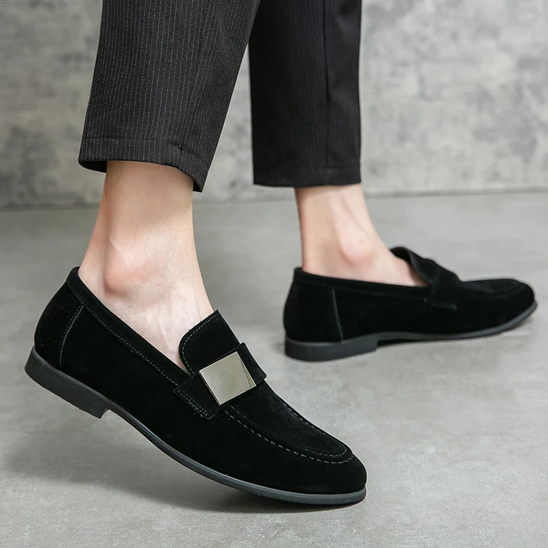 

Men Wedding Fashion Thick Bottom High Quality Velvet Comfy Men Formal Shoes Brand Men Flats Shoes