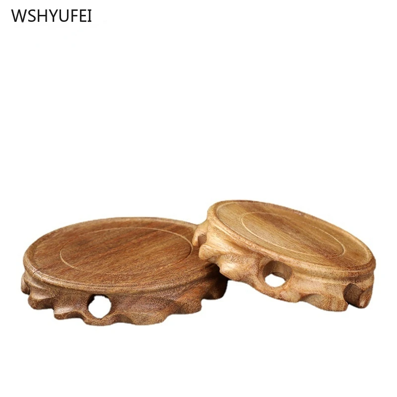 

1PC Green sandalwood material Solid wood base bracket home decoration Tea pot, vase, incense burner bracket decoration