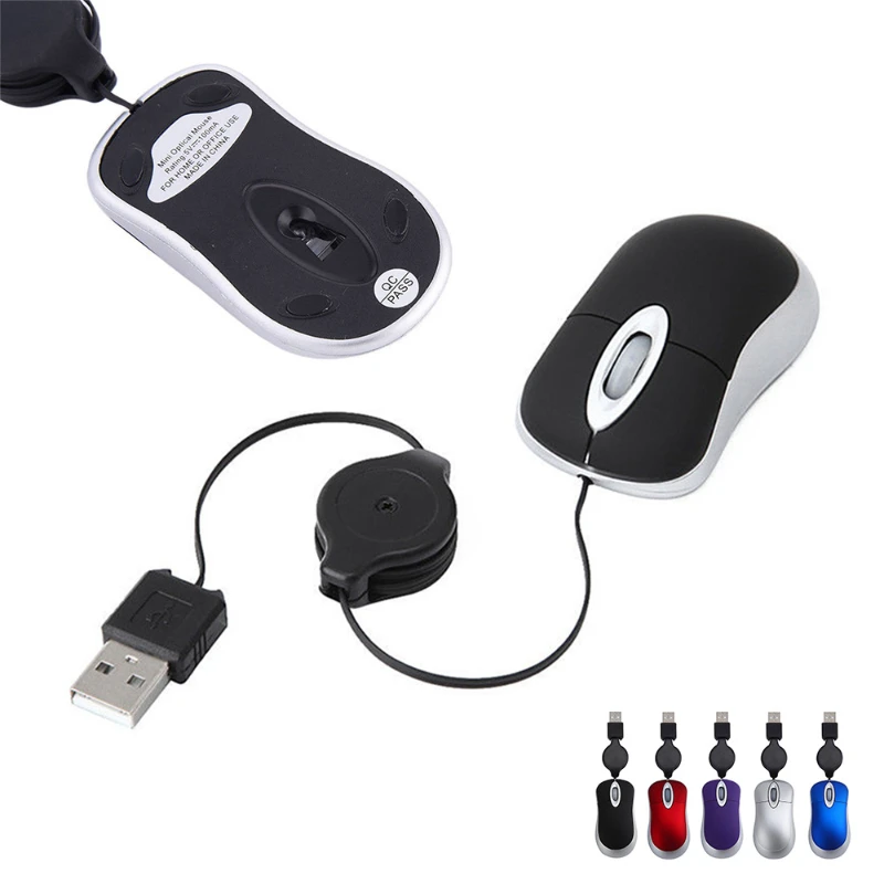 

Retractable Mini 1200DPI Wired Mouse USB Optical Mouse Ergonomics Office Gaming Mouse Computer Mice For PC Laptop Notebook