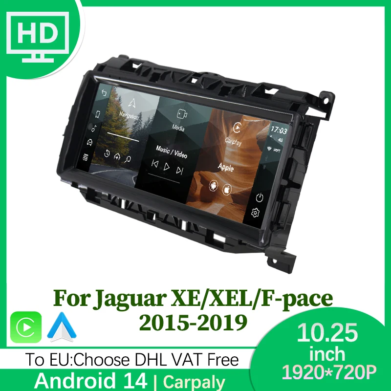 Android 14 128G Автомобильный радиоплеер GPS для Jaguar XE/XEL/F-pace 2015-2019 Беспроводной