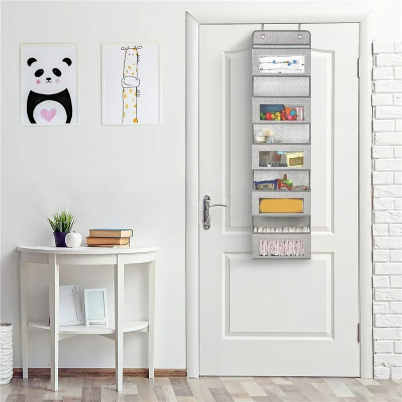 

Wall Hanging Storage Bags Behind The Door Non-woven Wardrobe Hanging Finishing Bag With 5 Pockets Dorm Bath Kitchen Storage