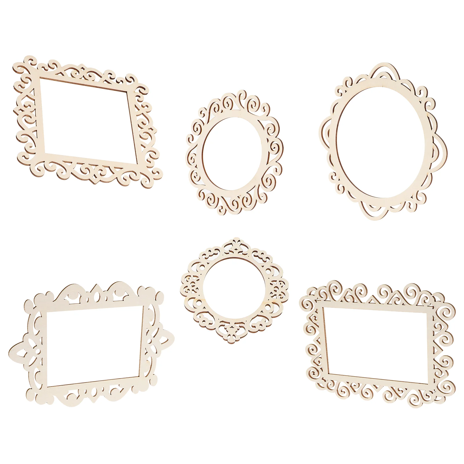 

6Pcs Wooden Window Hanging Pendants Hollow Out Wooden Adornments for Home Use