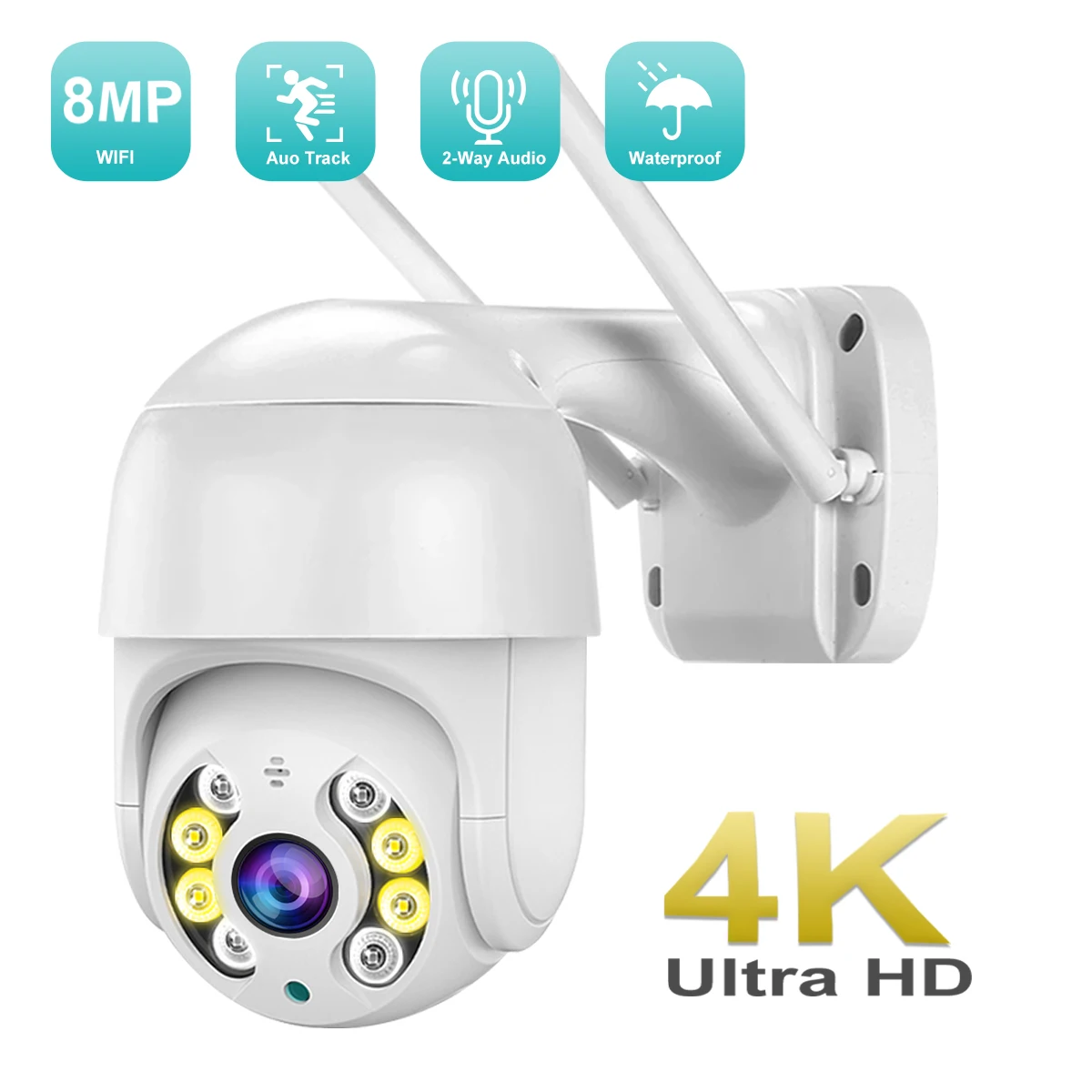 

4K PTZ IP Camera Wireless 8MP 5MP 3MP CCTV Security Home Surveillance Cam Outdoor Ai Human Detect Auto Tracking 2MP WIFI Camera