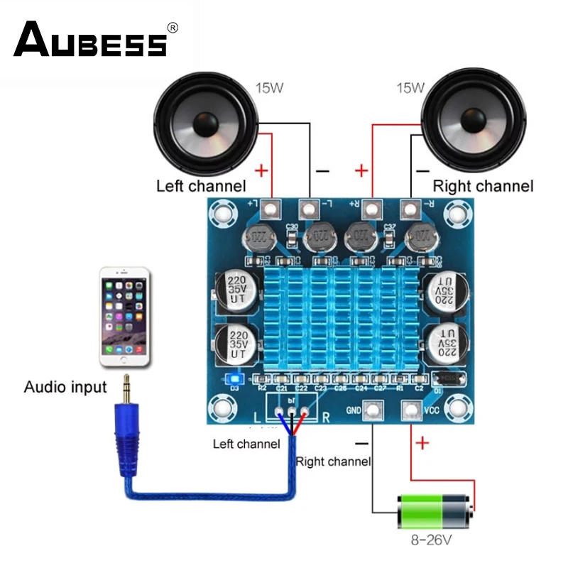 

3a Easy To Link Tpa3110 Xh-a232 Channel Digital Stereo Audio Power Amplifier Board 30w Dual Channel Audio Power Amplifier Board