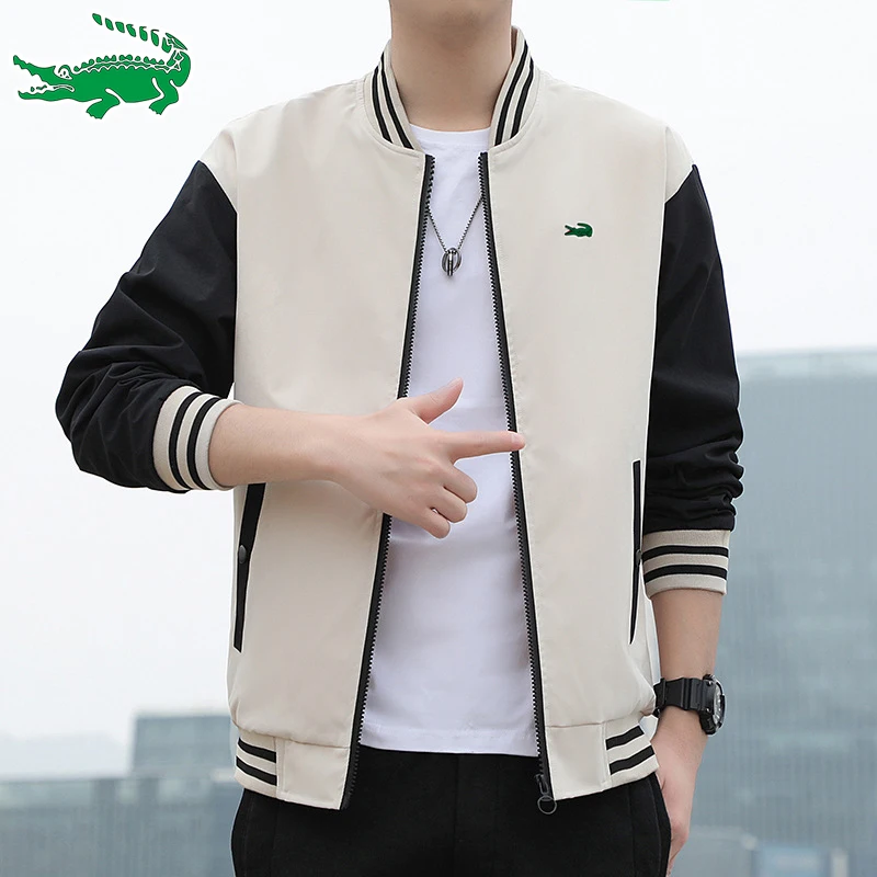

High quality men's spring and autumn new large size stand neck zipper jacket bomber jacket casual sports windbreaker jacket top