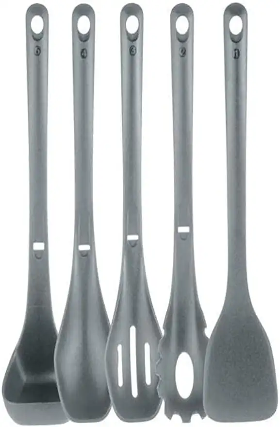 

Cooking Utensils Set-Includes Spatula, Pasta Fork, Solid Spoon, Slotted Spoon & Tool Seat, Works with Model NCCWSTKGRY (Gray),