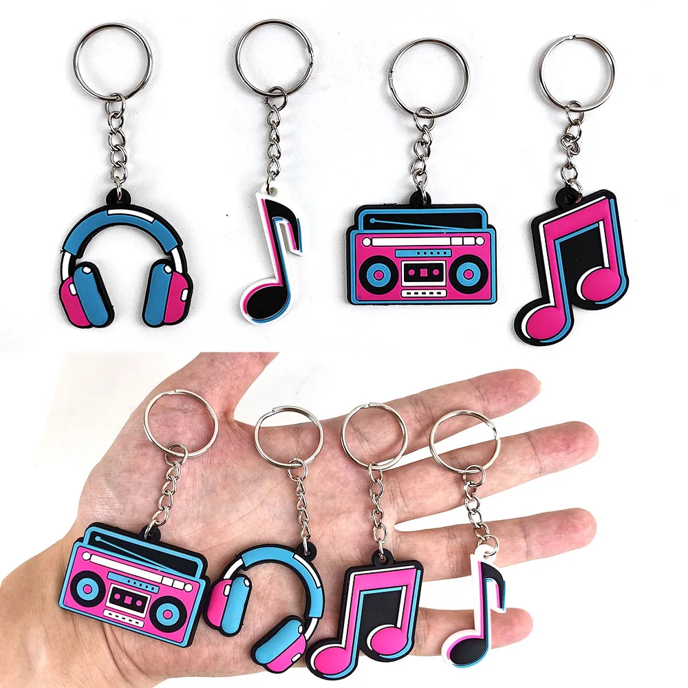 

4/8/12pcs Music Party Favors Silicone Keychain Party Decorations Musical Keychain 80s 90s Toys Disco Theme Birthday Party Suppli