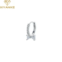 xiyanike 2022 silver color charm bow knot zircon hoop earrings for women girl new fashion trendy jewelry boucle oreille femme
