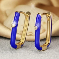 wesparking huggie hoop enamel earrings gold plated for women with zircon charm free shipping items fashion jewelry earring