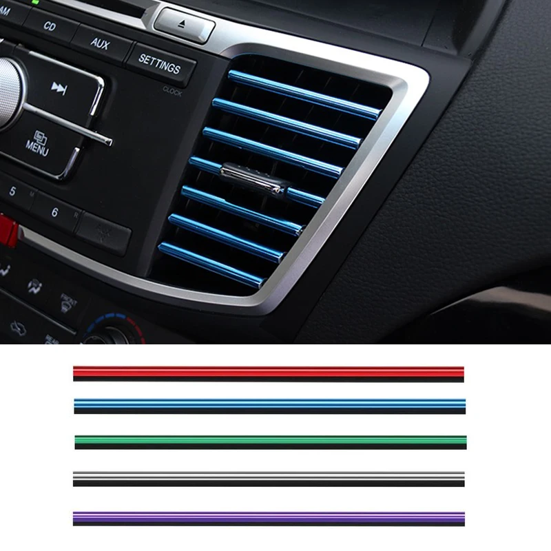 

Car Air Conditioner Vent Outlet Trim Strip U Shape Chrome Pvc Colorful Shiny Car Trim Strip Interior Accessories Car Decoration