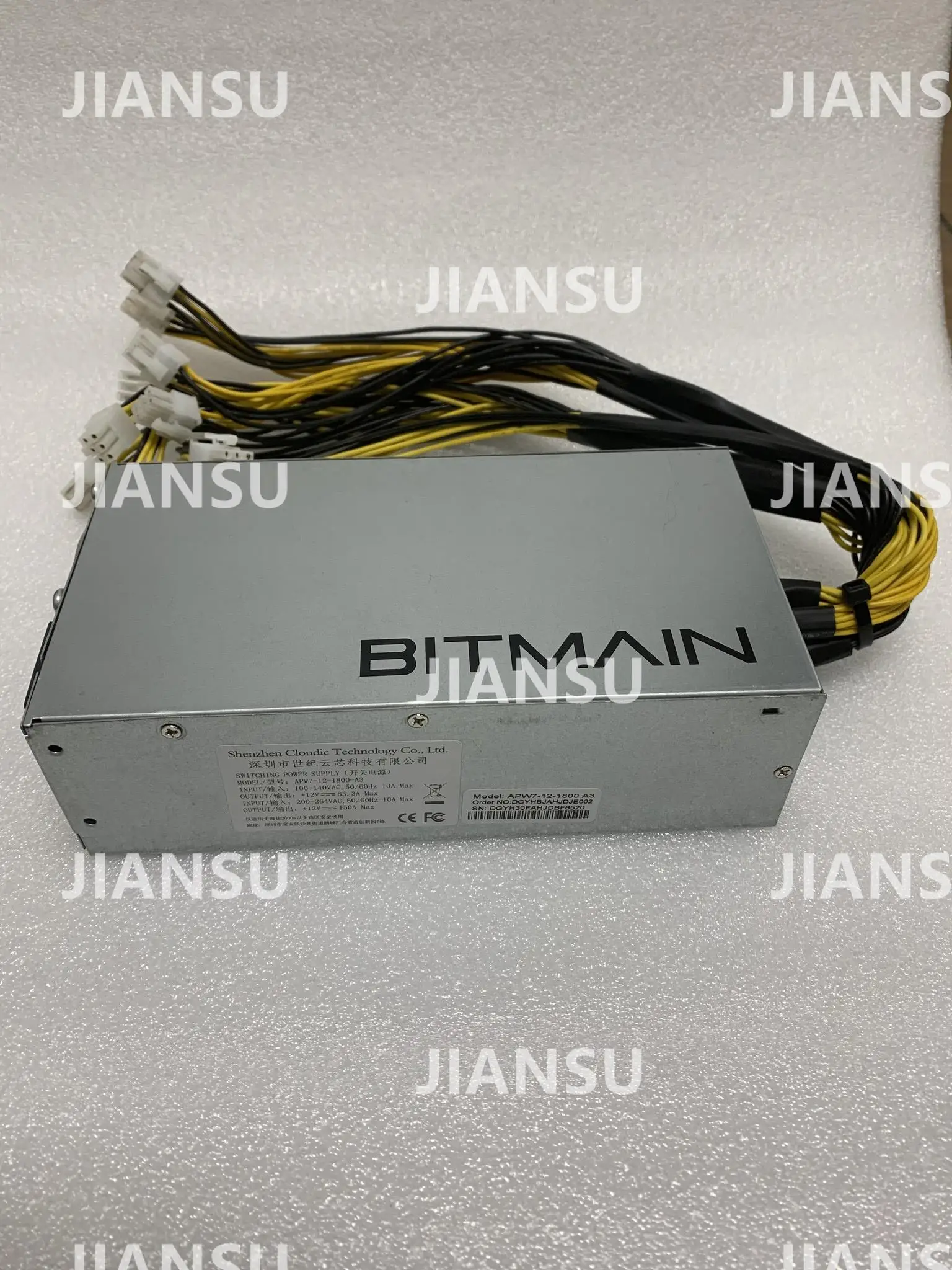 Новый блок питания Bitmain APW3 ++ 1600 Вт для Antminer S9 S9k L3 + T9 E3 Z9 Mini DR3 Innosilicon A9 A10 Ebit E9 Avalon 841 851
