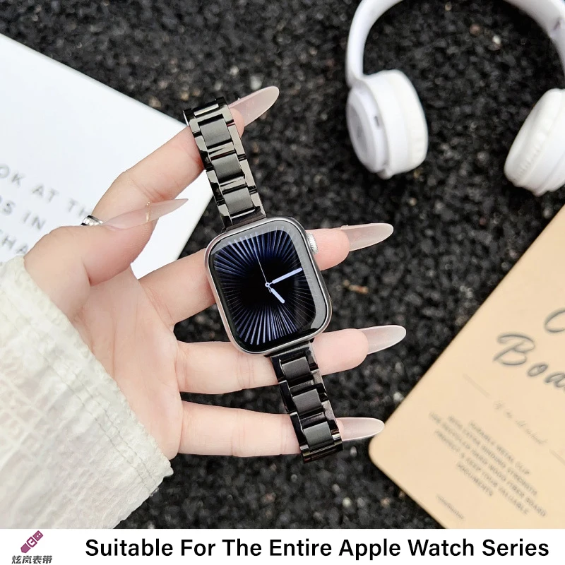 Фото Тонкий ремешок из нержавеющей стали для Apple Watch Band 49 46 45 44 42 38 40 мм Стильный металлический ремешок Correa для iWatch S10 9 8 7 6 5 4 SE №3