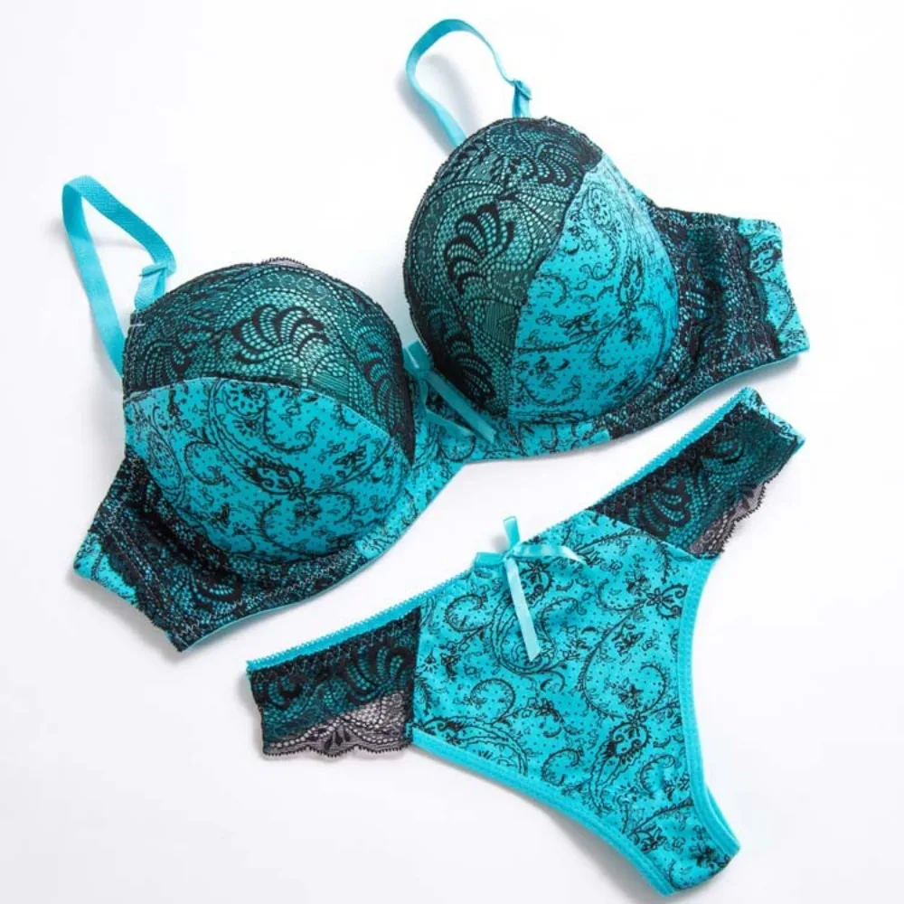 

Thin cotthon padded brand breathable push up cotton bra set for women Large big bust 75 80 85 90 95 C D E F cup bra lingerie