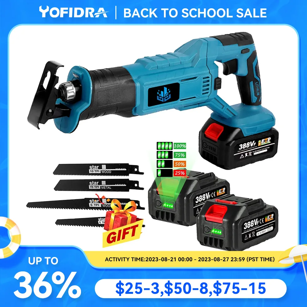 3000W Reciprocating Saw Cordless Electric Saw Variable Speed Metal Wood PVC Cutting Tool For Makita 18V Battery Tool