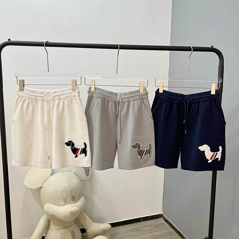 Summer tb college style puppy embroidery shorts women's loose and thin lace-up sports casual hot pants ice silk wide-leg pants