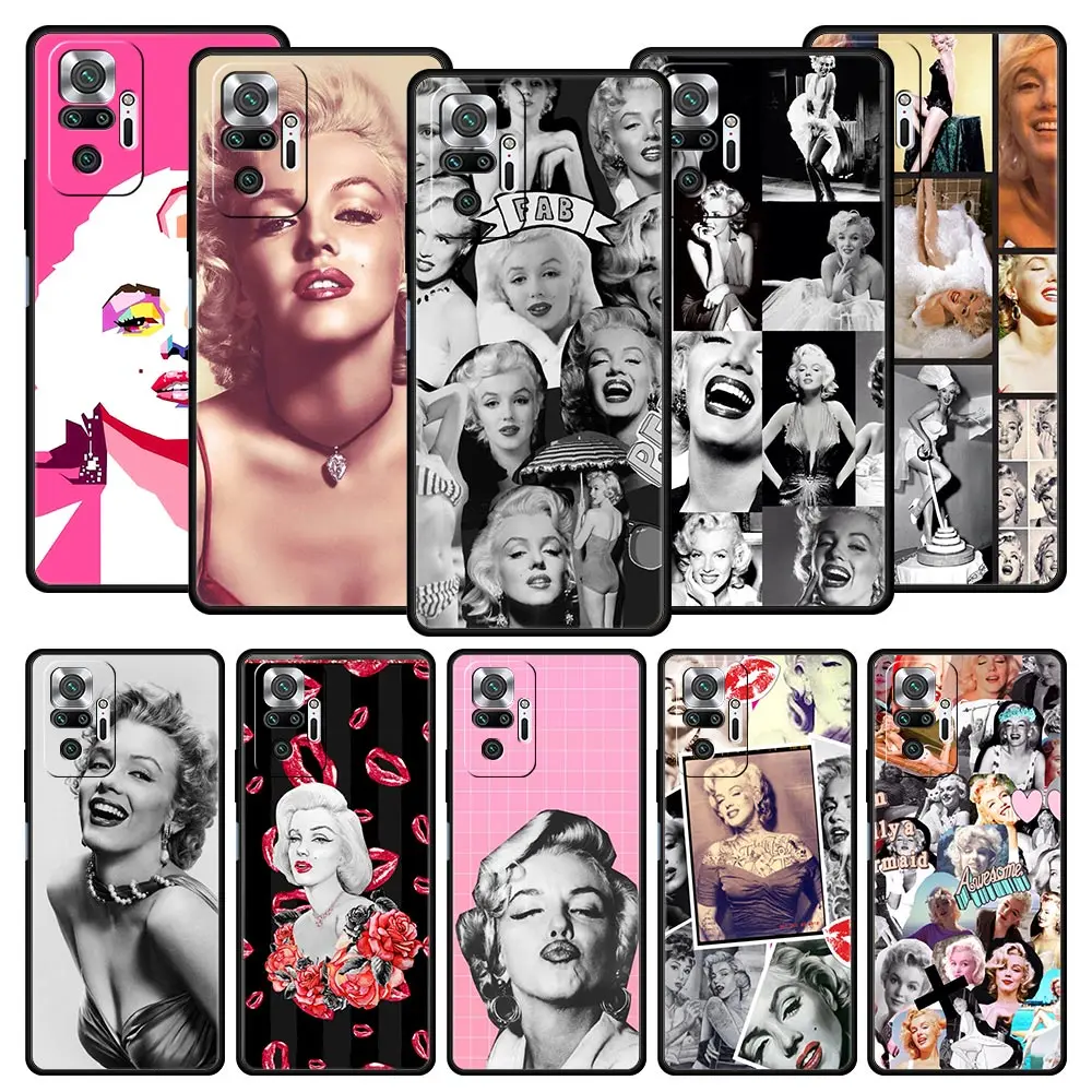 

Marilyn Monroe With a Cat Phone Case For Xiaomi Redmi Note 10 11 9 8 Pro 10S 9S 7 8T 9T 9A 8A 9C K40 Gaming 11T 5G Soft Cover