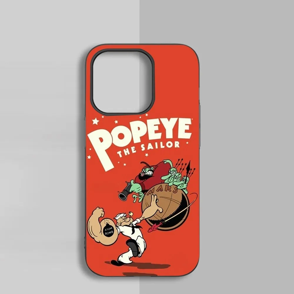 Cute Cartoon P-Popeye Phone Case For IPhone 15 14 16Pro Max 11 12 Mini Alex Mirror Magsafe Wireless Charging Cover