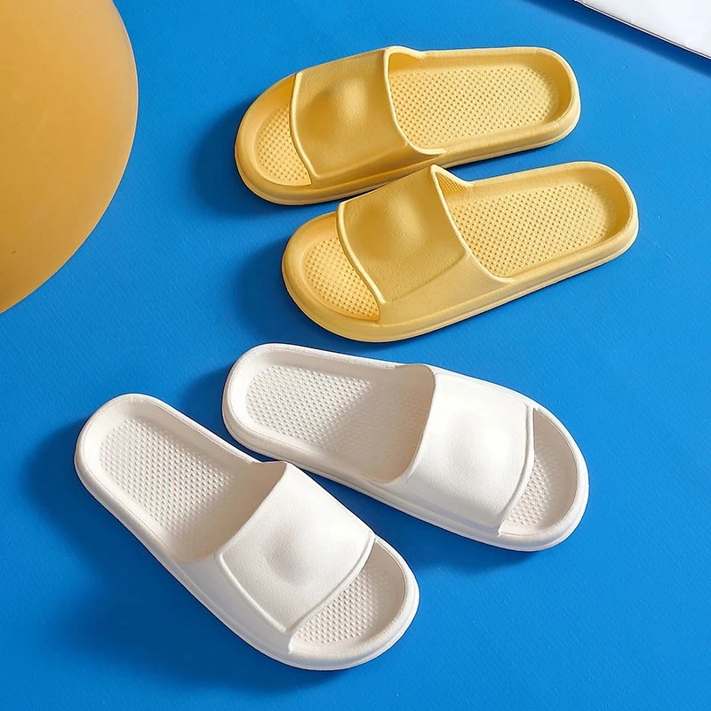

Fashion Solid Color EVA Slippers Summer Women Flat Home Indoor Lightweight Non-slip Unisex Summer Slippers Slides White