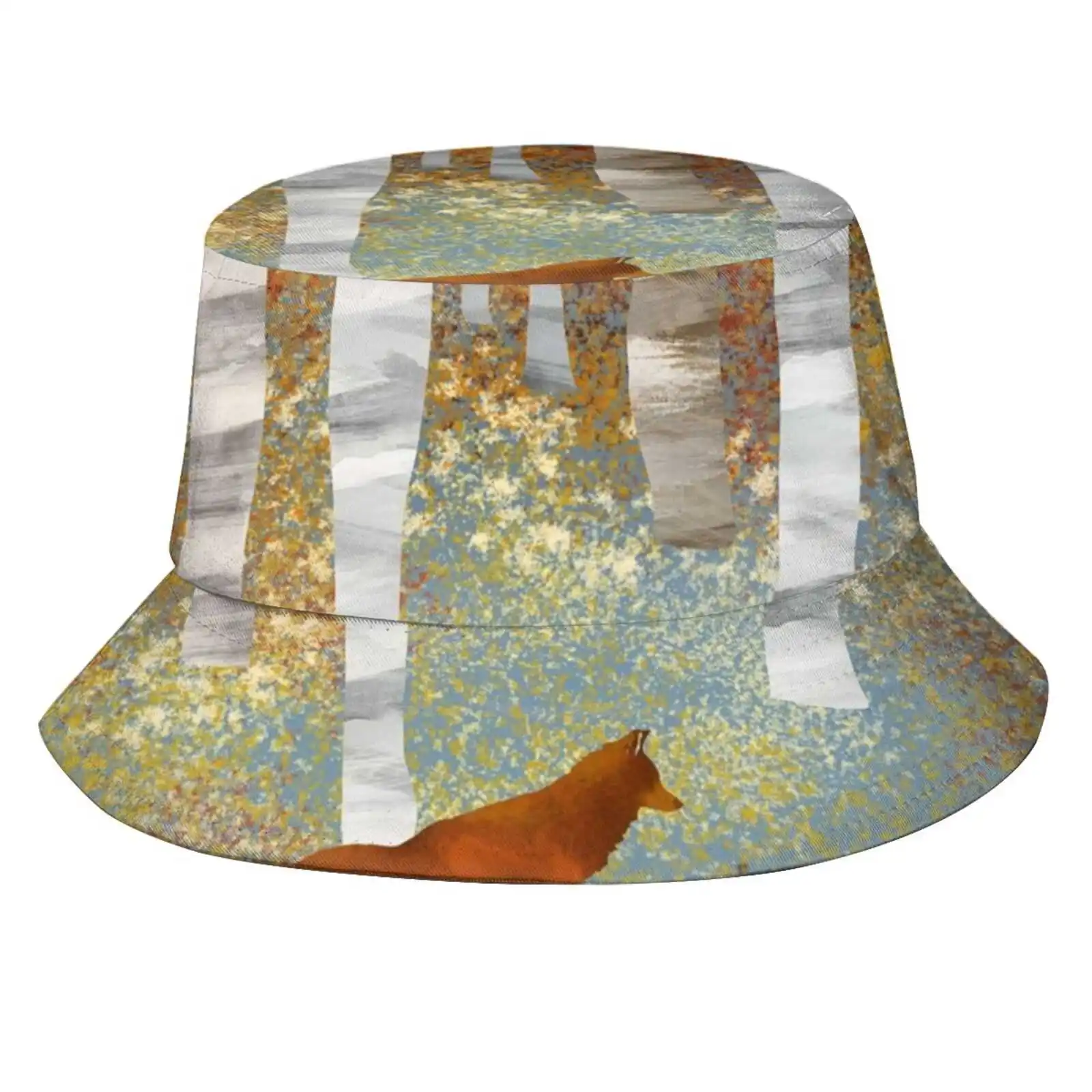 

Autumn Fox Fishing Hunting Climbing Cap Fisherman Hats Autumn Fall Season Animal Mammal Forest Landscape Hills Leaves Red