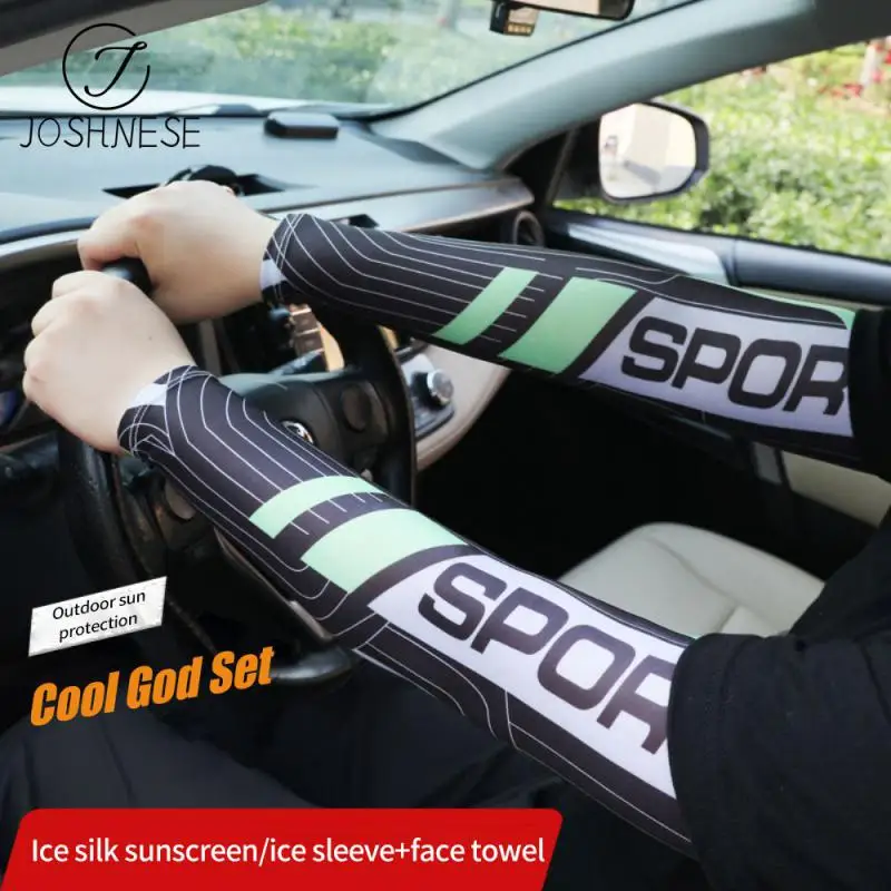 

Summer Arm Guard Men Sunscreen Ice Silk Hand Sleeve Uv Protection Riding Driving Gloves Ice Sleeve Fishing Sleeve