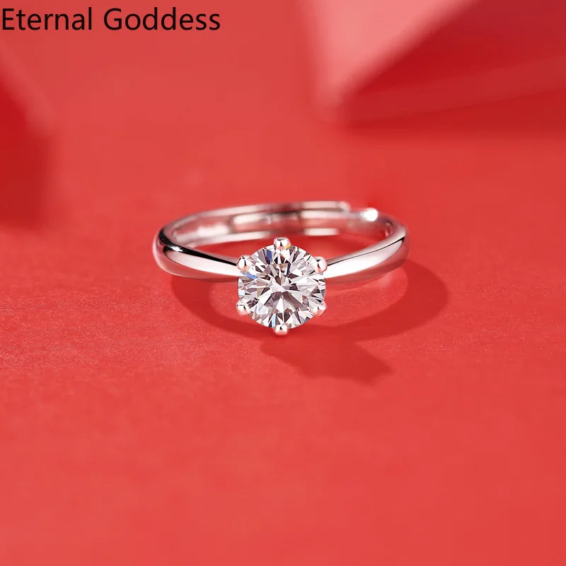 

rings 0.5ct-3ct D Color Moissanite Engagement Rings for Women open adjustable Real Sterling Silver Ring Fine Jewelry