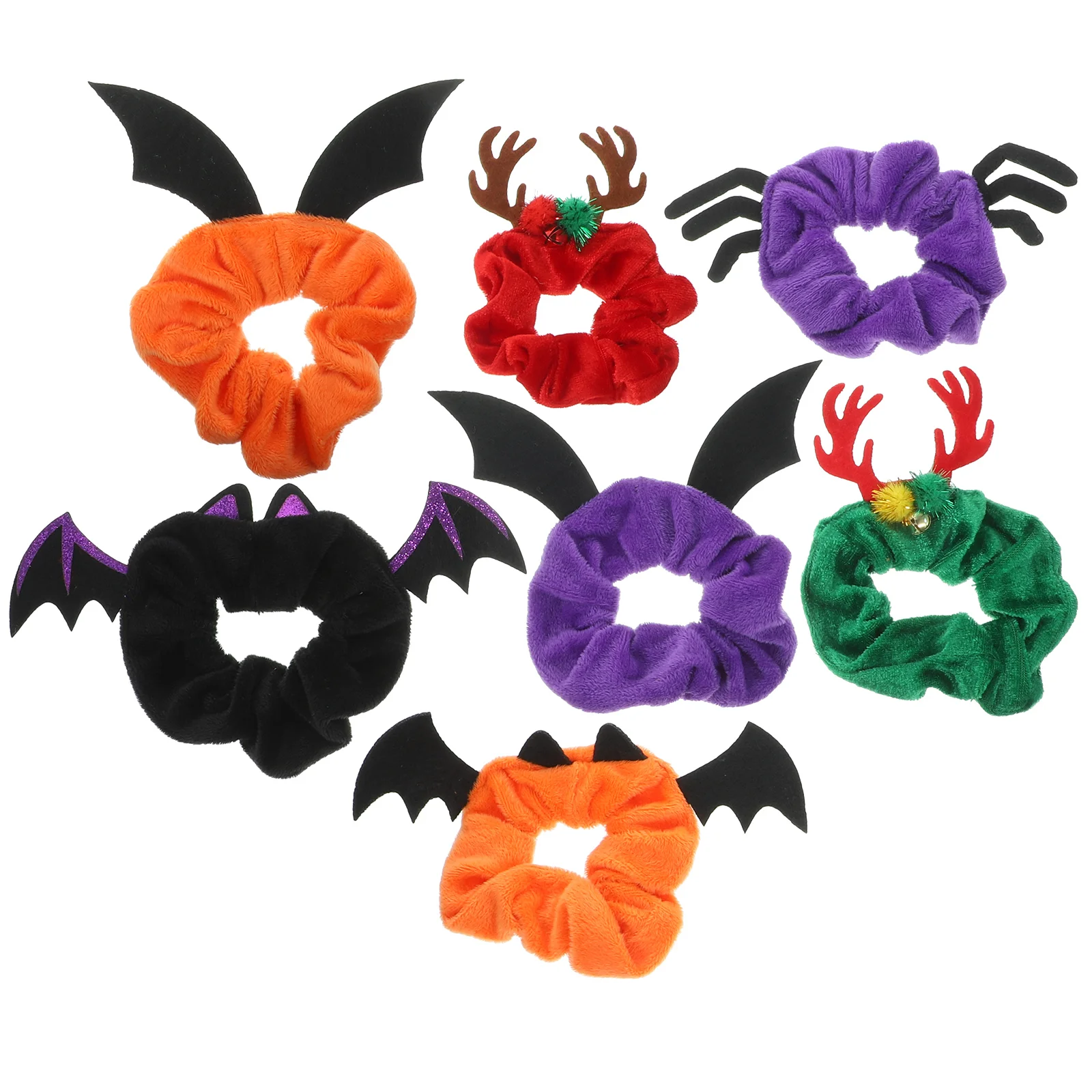 

7Pcs Halloween Ponytail Holders Decorative Ponytail Holders Halloween Theme Headdress (Mixed Style)