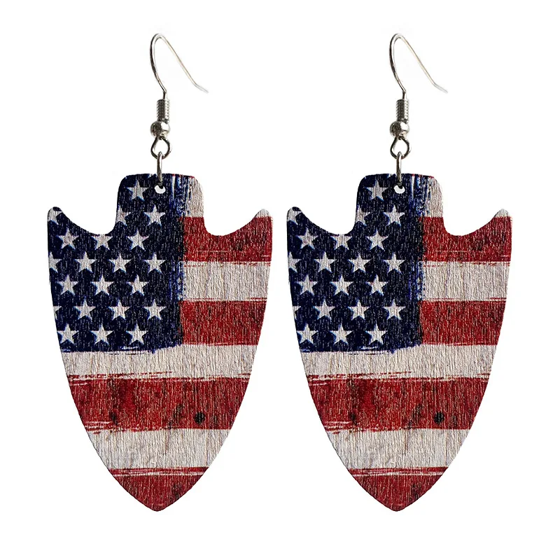 

2022 European and American Fashion Jewelry American Football Wood Wooden Earrings Retro American Sports Exaggerated Earrings