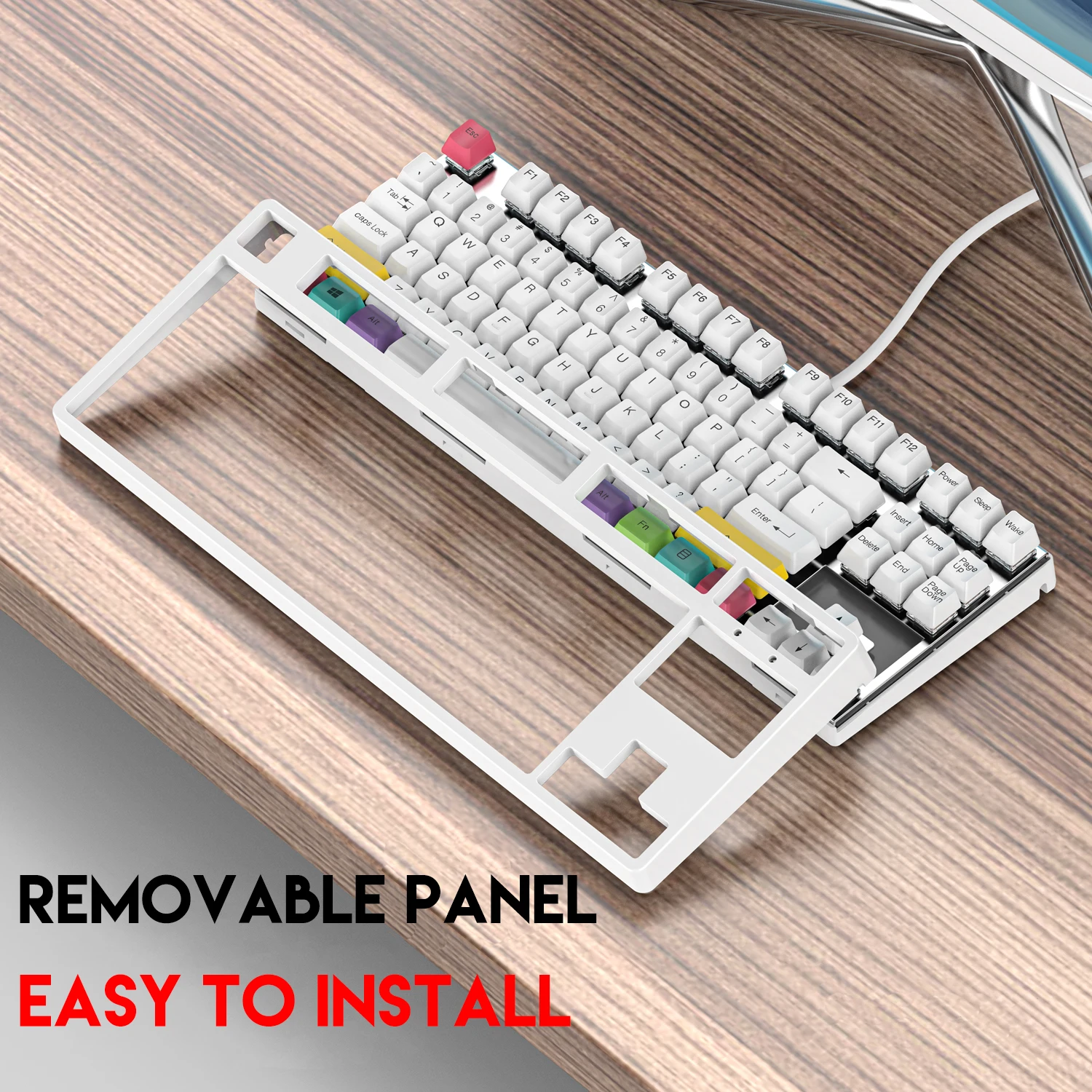 mechanical keyboard 87 keys bluered switch pbt keycap color function keys 20 lighting effects diy gaming keyboards free global shipping