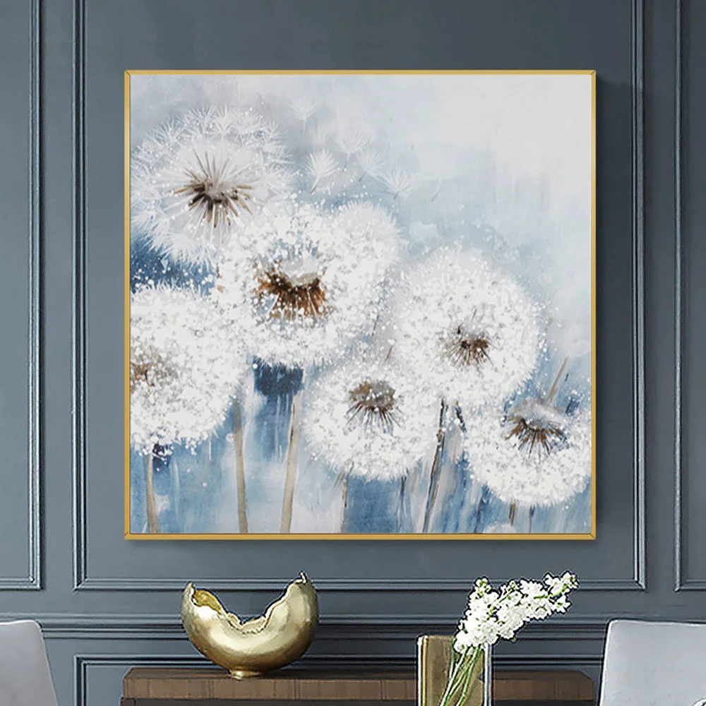 

HUACAN Abstract Dandelion 100% Oil Painting Art Hand Painted Unframed Wall Canvas Art For Dining Room Wedding Decor