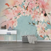 custom mural wallpaper 3d modern hand painted peach blossom fresh background wall covering painting papel de parede tapety