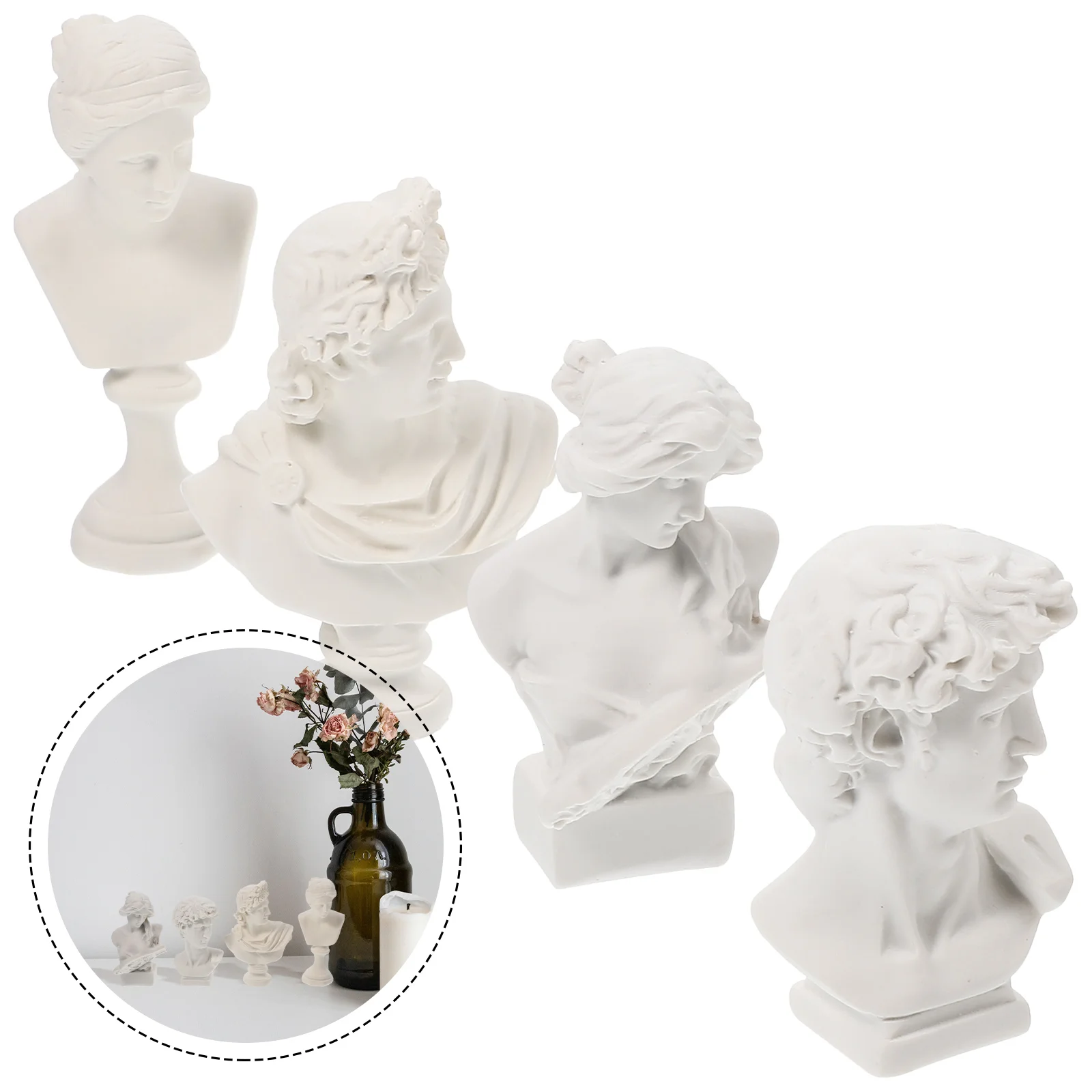 

Statue Bust Greek Sculpture Goddess Mythology David God Statues Figurine Famous Roman Decor Apollo Athena Gypsum Head Ancient