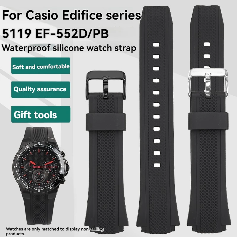 Фото Для Casio EDIFICE Series EF-552 полимерный ремешок для часов водонепроницаемый сменный ремешок для часов браслет из ТПУ спортивный мужской браслет 25*20 мм №1