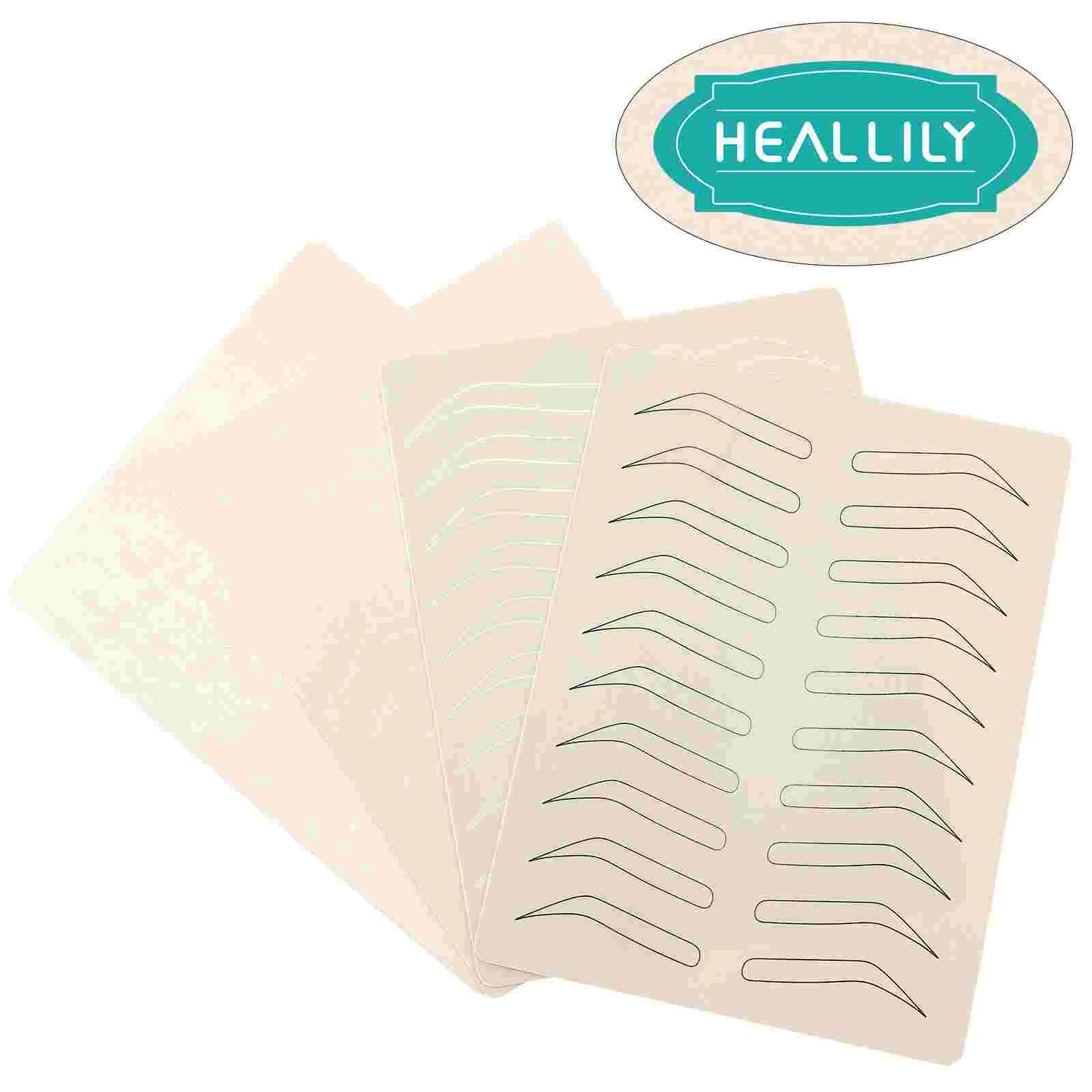 

HEALLILY 4pcs Inkless Double Sided Practice Skin Eyebrow Tattoos Fake Skin Sheets Microblading Supplies