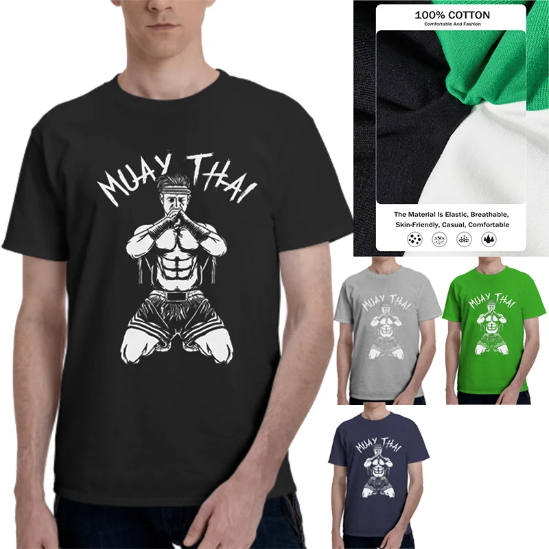 

Muay Boxing Training Top Cotton Funny Fashion Men Summer Black Print T Shirt Casual Design Streetwear Short Sleev Tee Shirt