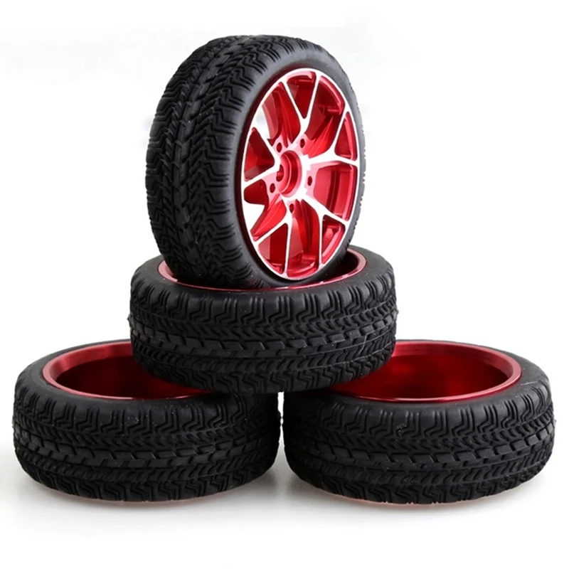 

4Pcs Metal Wheel Rims Rubber Tire for 1/10 RC On-Road Drift Touring Car Sakura Traxxas HSP Tamiya HPI Kyosho RedCat