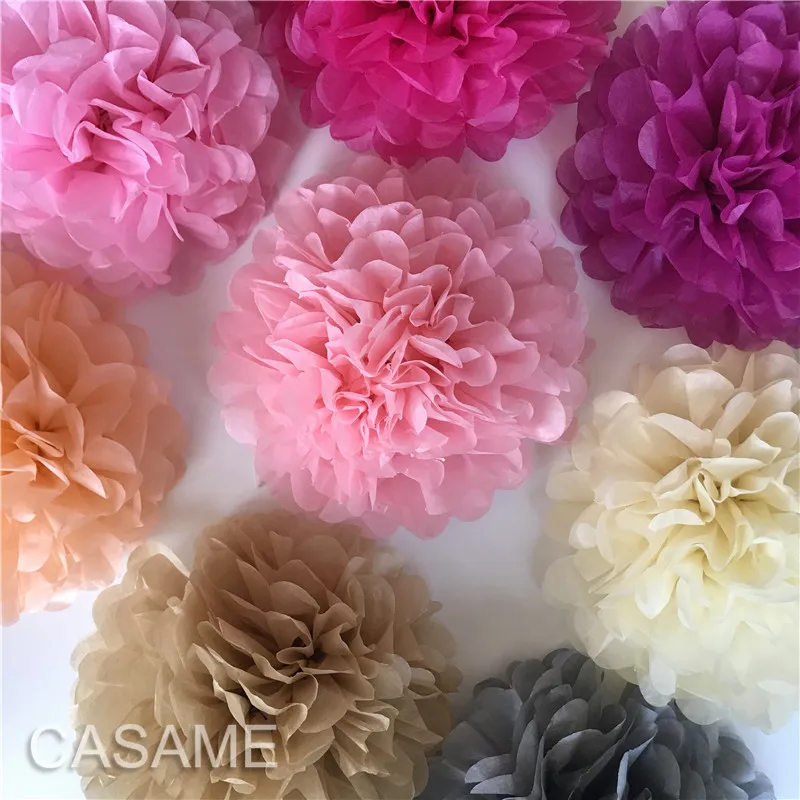 5pcs wholesale Tissue Paper Pompom Garland Rustic Weeding Decoration 10cm 15cm Weddings Decor Party Decor Bridal Shower Baby