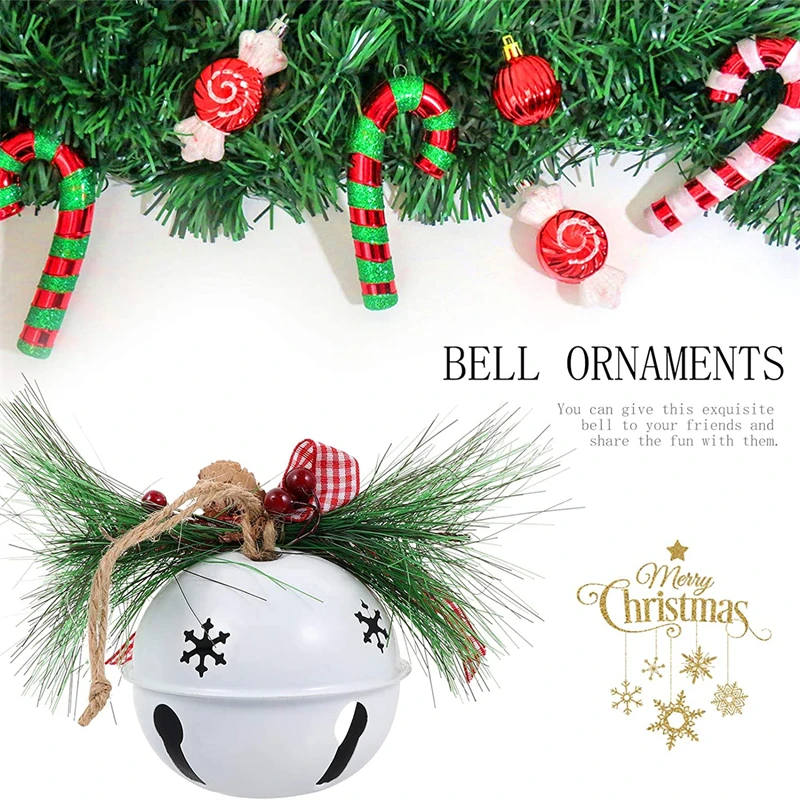 

Large Christmas Metal Jingle Bell with Bowknot Hemp Rope Pendant for Christmas Tree Ornament Decoration Fashion Accessories