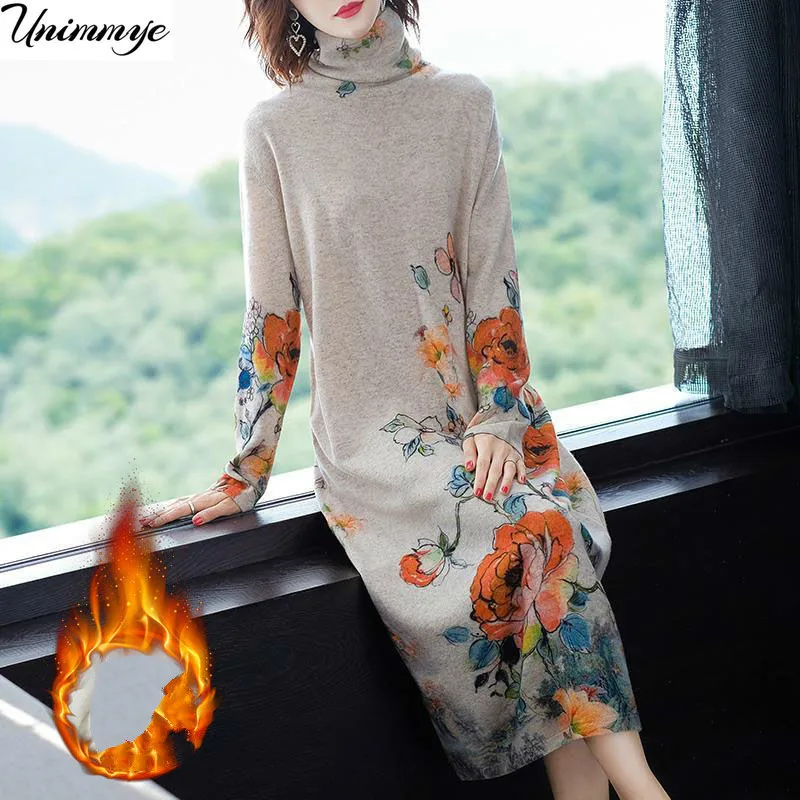 Women's Dress Autumn Vintage Casual Floral O-Neck Dress 4XL  Bodycon Elegant Long Vestidos Dresses for Women vestidos de mujer