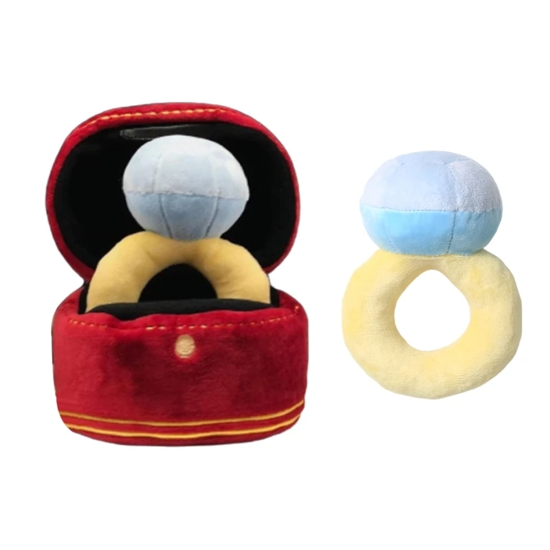 Squeaky Stuffed Engagement Ring Shape Dog Chew Toy Soft Clea