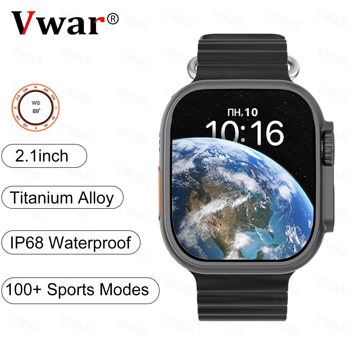 

Смарт-часы VWAR DT8 Ultra Max Plus, компас 49 мм, серия 8 NFC, GPS трекер, Siri, Bluetooth, вызов, давление воздуха, iwo, умные часы