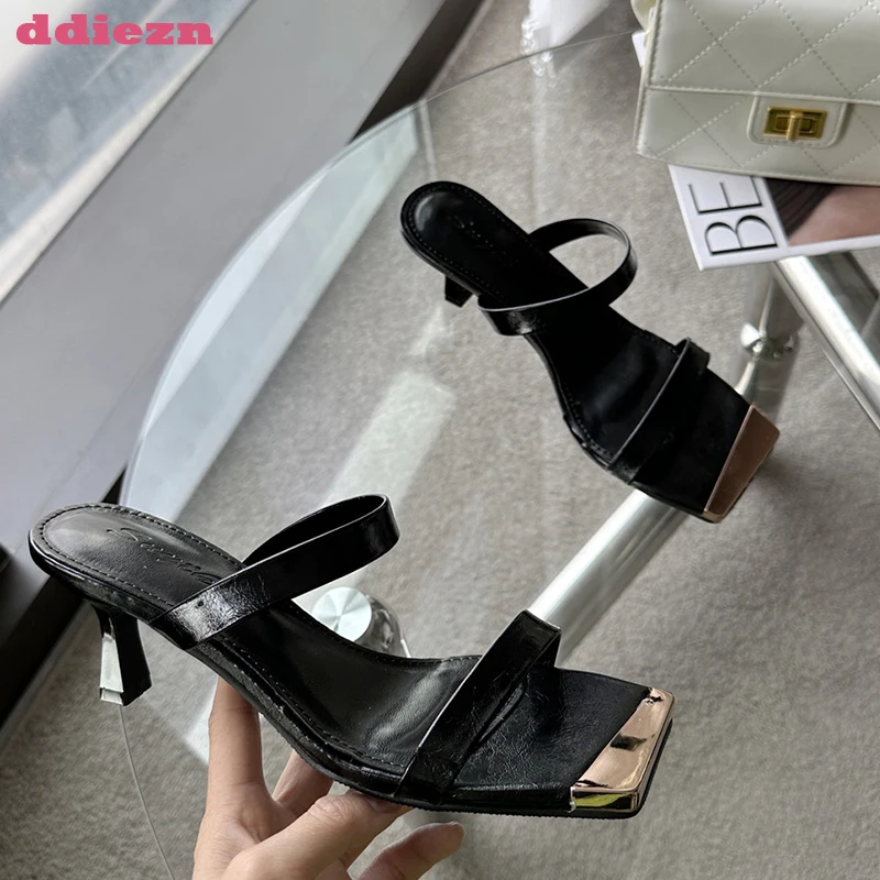 

Женские туфли-лодочки с квадратным носком, летние сандалии на тонком высоком каблуке, повседневная обувь для улицы, 2023