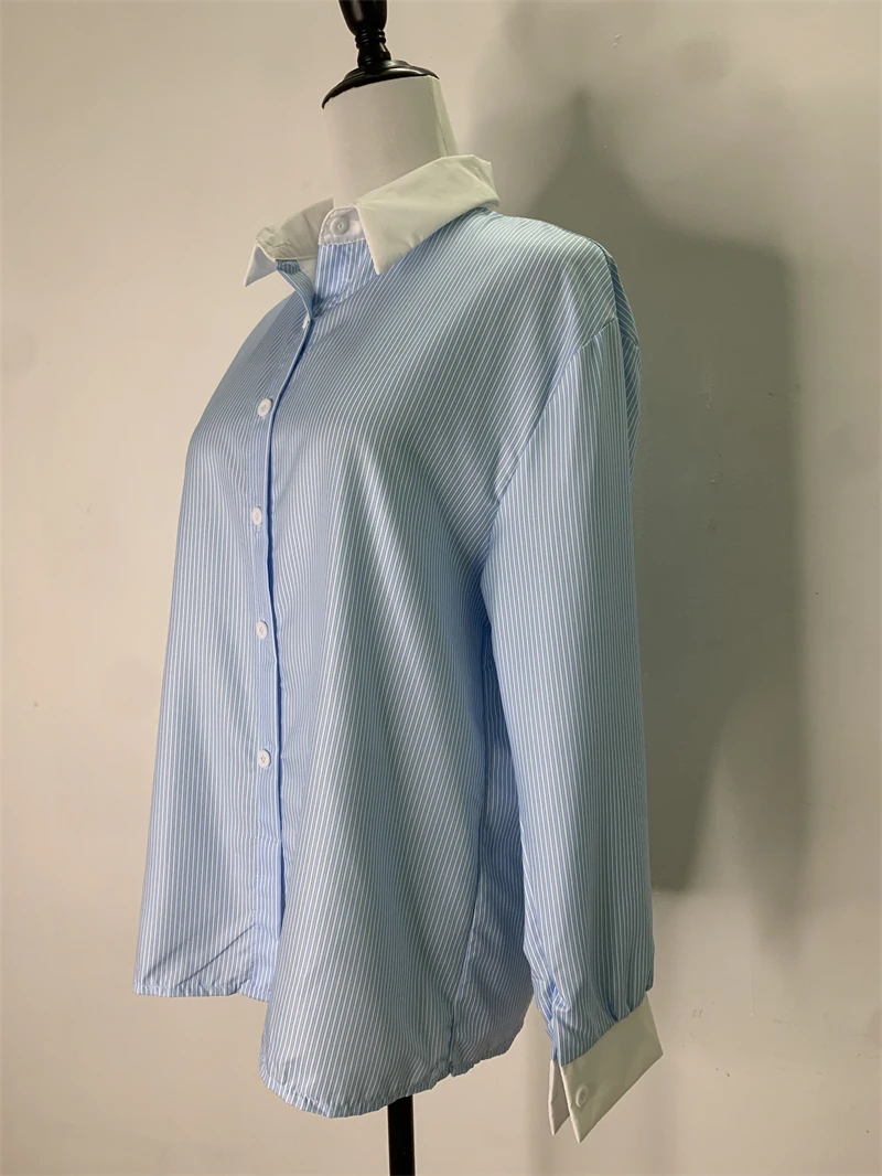 Корейские шикарные темпераментные полосатые женские рубашки топы повседневная