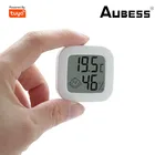 Датчик температуры и влажности Aubess Zigbee Tuya, умный комнатный гигрометр, термометр с ЖК-дисплеем и Alexa Google Home