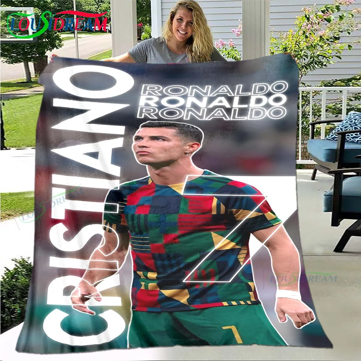 Фото Фланелевое тонкое одеяло Football Star R-Ronaldo M-Messi M-Mbappe, портативное одеяло для дома, путешествий, офиса, обеденного перерыва, подарок №1