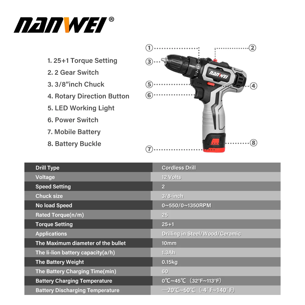 Mini drill 12v 18v Screwdriver Lithium-Ion Battery hot sale made in China factory price |