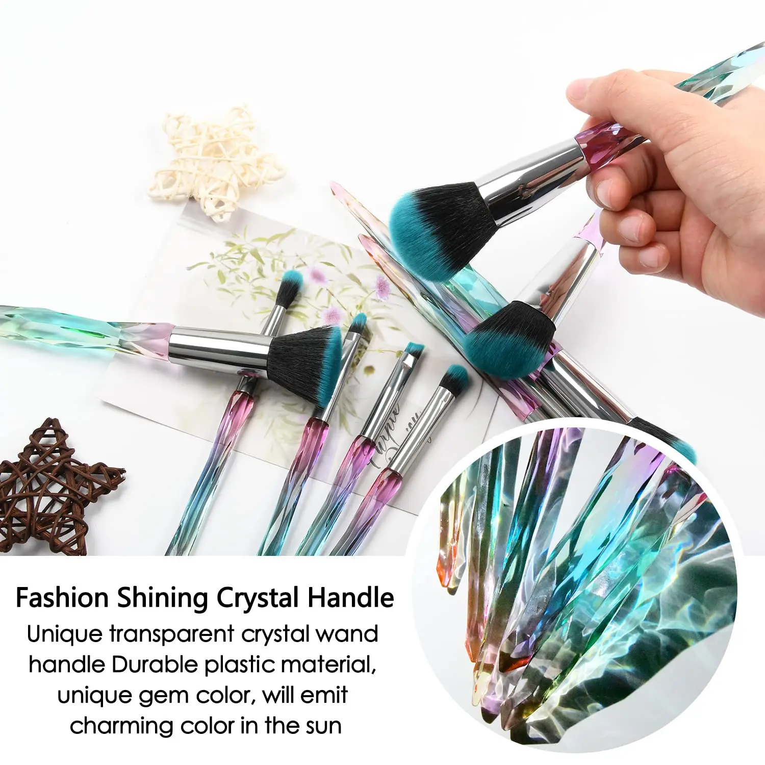 5/10Pcs Crystal Makeup Brushes Set Blending Powder Blush Eyeshadow Eyebrow Cosmetics For Face Make Up Tool Brochas Maquillaje