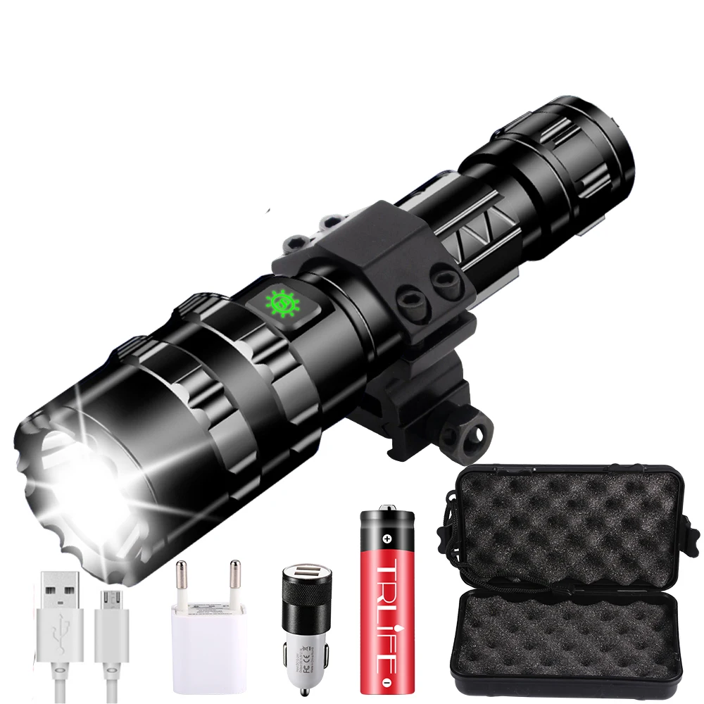 

Тактическая вспышка 8000 люмен с светильник жимом для вспышки + дистанционный выключатель, уличный светильник для охоты, оружия, использовани...