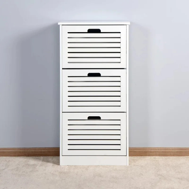

Momspeace Shoe Cabinet with Doors and Drawers, Free Standing Wooden Shoe Cabinet for Entryway - White