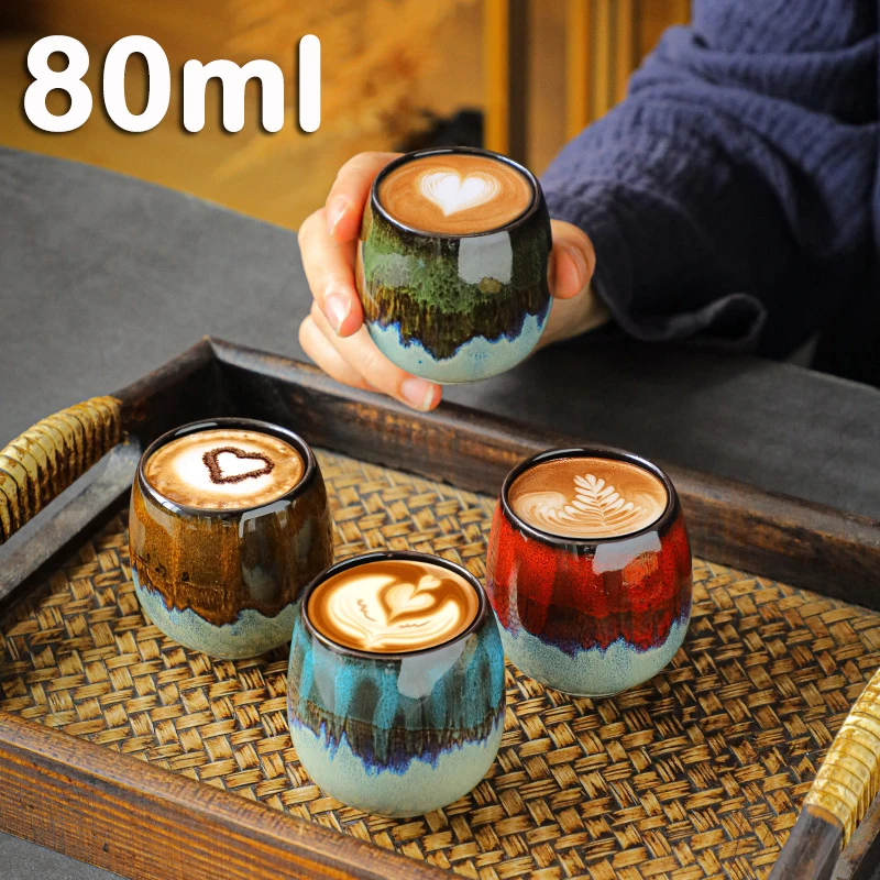 

80 ml Kiln Change China Ceramic Tea Cup Porcelain Kung Fu Cups Espresso Cup Pottery Drinkware Tableware Home Gift
