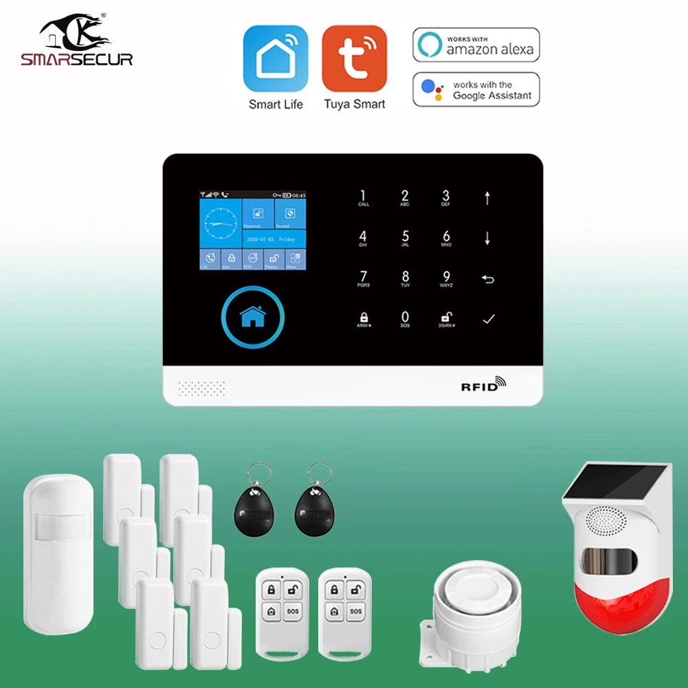 WiFi Alarm System for Home Burglar Security Tuya Smart House App Control 433MHz GSM Wireless With Motion Sensor Camera